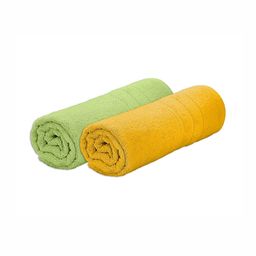 The Happy Pod 2 Piece Green & Yellow 530 GSM High Absorbent Bamboo Cotton Bath Towels-29