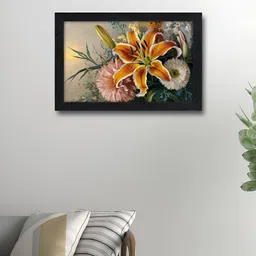RANDOM Orange & Peach Synthetic Wooden Floral & Botanical Wall Art-image-24