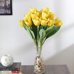 ARICK DECOR Yellow 2 Pieces Tulip Artificial Plant-26
