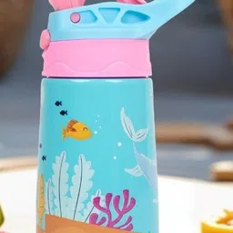 Voik Blue & Pink Single Stainless Steel Printed Water Bottle-image-2