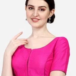 HERE&NOW Soft Silk Round Neck Readymade Saree Blouse-picture-30