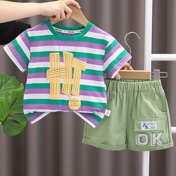 POP STREET KIDS Boys Striped T-shirt With Shorts-image-75