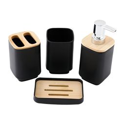The Better Home Black 4 piece Solid Plastic Bath Accessories Set-13