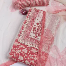 Meena Bazaar Floral Printed Embellished Unstitched Dress Material-image-26