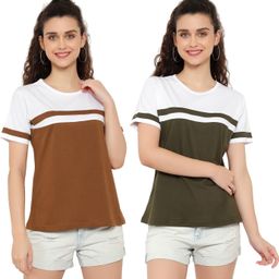 DEEPMAYRA COLLECTION Women 2 Colourblocked T-shirt-image-29
