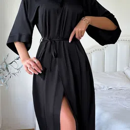 LULU & SKY Women Shawl Collar Robe With Waist -Tie Belt-picture-19