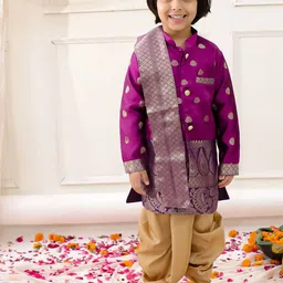 KID1 Boys Ethnic Motifs Regular Kurta with Dhoti Pants & With Dupatta-image-27