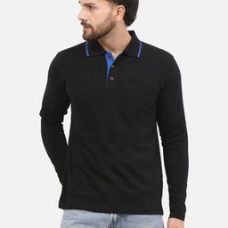 ALARM Men Solid Polo Collar Cotton T-shirt-image-12