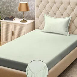 Myntra Elegant Homes Book Fold Green 300 TC Single Bedsheet Set 2.25 x 1.5 m-image-56