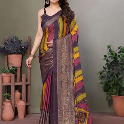 CATCHY FOREVER Striped Silk Blend Saree-image-51