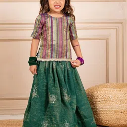 Jilmil Girls Woven Design Gotta Patti Ready to Wear Cotton Lehenga & Choli-picture-51