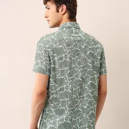 U.S. Polo Assn. Denim Co. Men Classic Floral Printed Cotton Linen Regular Fit Casual Shirt image 4