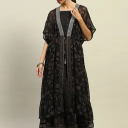 Rangriti Printed Top & Skirt With Shrug Co-Ords-picture-6