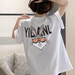KPOP Women Tom & Jerry Graphic Printed Round Neck Oversized T-shirt-image-42