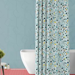ArtzFolio White & Blue Printed Waterproof Shower Curtain-image-85