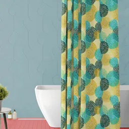 ArtzFolio Yellow, blue & Black Printed Waterproof Shower Curtain-4