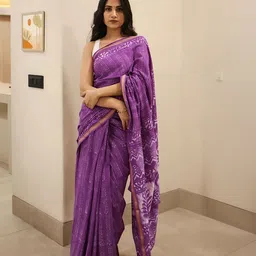 STAVA CREATION Leheriya Pure Cotton Chanderi Saree-17