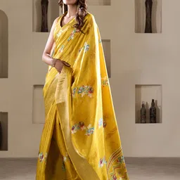 DIVASTRI Abstract Printed Zari Festive Saree-6
