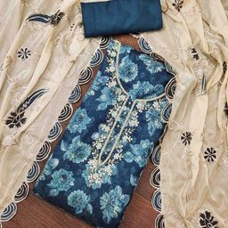 KIMISHA Floral Embellished Beads And Stones Unstitched Dress Material-image-60