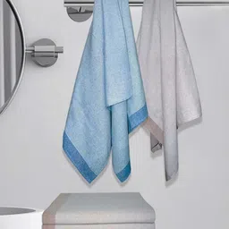 Athom Living Astar Blue & Grey 6 Pieces Striped Cotton 210 GSM Bath Towels-image-99