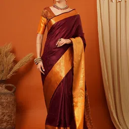 WINKLECART Ethnic Motifs Zari Pure Silk Banarasi Saree-image-52