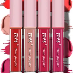 FOPE Pout Perfect Set Of 4 Long Lasting Matte Liquid Lipstick - 4ml Each 04 06 08 12-9