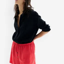 H&M Linen-Blend Drawstring Shorts-image-13