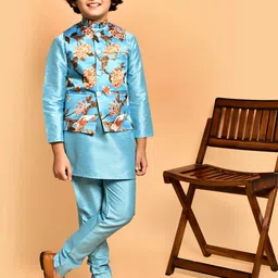 PRINTINDIA Boys Band Collar Straight Kurta with Trouser & Nehru Jacket-image-73