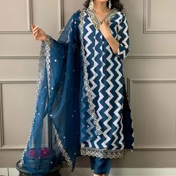 NIZA FASHION Women Embroidered Pure Silk Kurta with Trousers & With Dupatta-image-93
