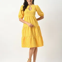 Hencemade Ethnic Motifs Print Keyhole Neck Empire Dress-image-36