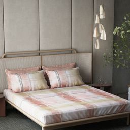 DDecor White & Pink Geometric 180 TC Cotton King Bedsheet With 4 Pillow Covers-picture-40