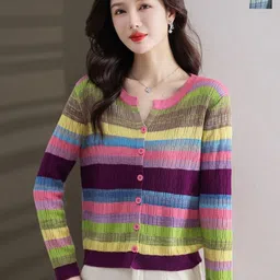 StyleCast Women Pack of 2 Colourblocked Striped Long Sleeves Mock Collar Sweaters-picture-2