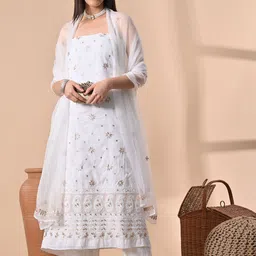THE WEAVERS SHOP BY RAAVI Embroidered Pure Cotton Unstitched Dress Material-image-65