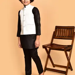 PRINTINDIA Boys Band Collar Straight Kurta with Trouser & Nehru Jacket-image-85