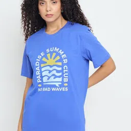 Mast & Harbour Graphic Printed Round Neck Pure Cotton Relaxed Fit T-shirt-picture-29