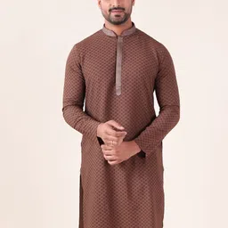AURIK Men Mandarin Collar Woven Design Kurta-picture-49