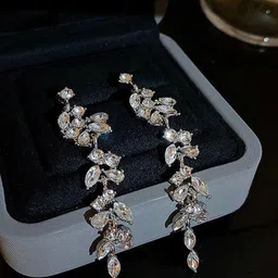 Shining Diva Fashion Silver Plated Artificial Stones Studded Contemporary Drop Earrings-34