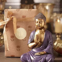 Pure Home and Living Purple & Gold Toned Buddha Figurine Showpiece-image-98