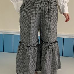 LULU & SKY Girls Checked Flared High-Rise Zip Trousers-image-52