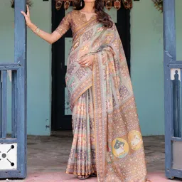 ALMAARI FASHION Floral Pure Cotton Banarasi Saree-picture-29