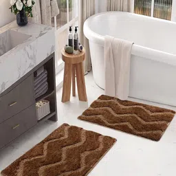 LUXEHOME INTERNATIONAL Brown 2 Pieces Textured Anti Skid Bath Rugs-image-50