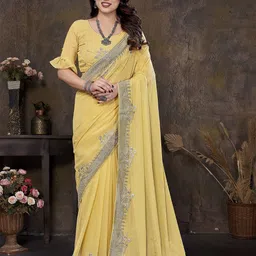 Mitera Embellished Beads and Stones Poly Georgette Saree-46