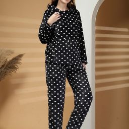 ETC Women Polka Dots Printed Round Neck Long Sleeves Top & Pyjamas Night suit-picture-20