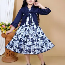 JIYAN FASHION WORLD Girls Floral Print Fit & Flare Midi Dress-picture-28