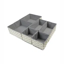 HOKIPO Grey & White 6 Pieces Regular Multi-Utility Organisers-10
