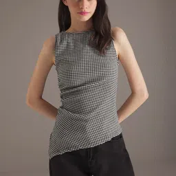 Trendyol Checked Cinched Waist Top-31