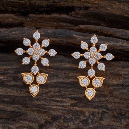 Kushal's Fashion Jewellery Gold-Plated Floral Zircon Studs-image-92
