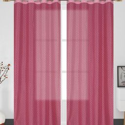 Galaxy Home Decor Pink 2 Pieces Self Design Sheer Door Curtain-image-15