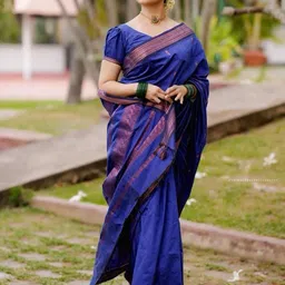 Sita Blue Silk Blend Woven Design Sarees-picture-38