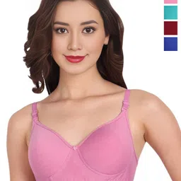 Liigne Women Pack Of 4 Full Coverage Non Padded T-shirt Bra-image-63